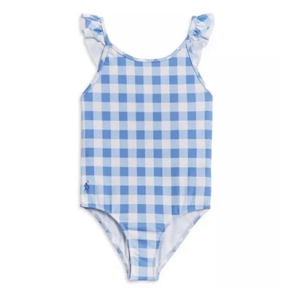 NWT Polo Ralph Lauren Girls' Gingham Check Swimsuit - $60 - Picture 1 of 2
